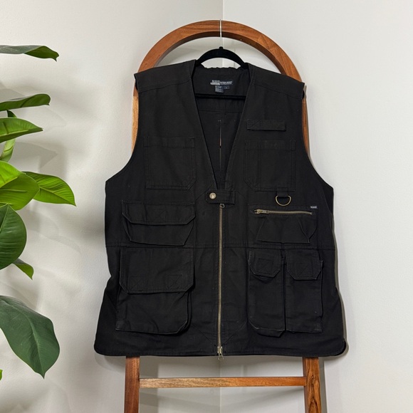5.11 Tactical Other - 511 Tactical LARGE Black Hunting Cargo Pockets Utility Canvas Vest Style 80001